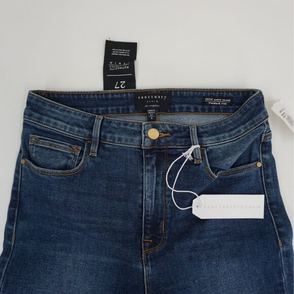 Sanctuary Women's Size 27 Social High Rise Frayed Ankle Skinny Jeans Blue 27 - Picture 4 of 8